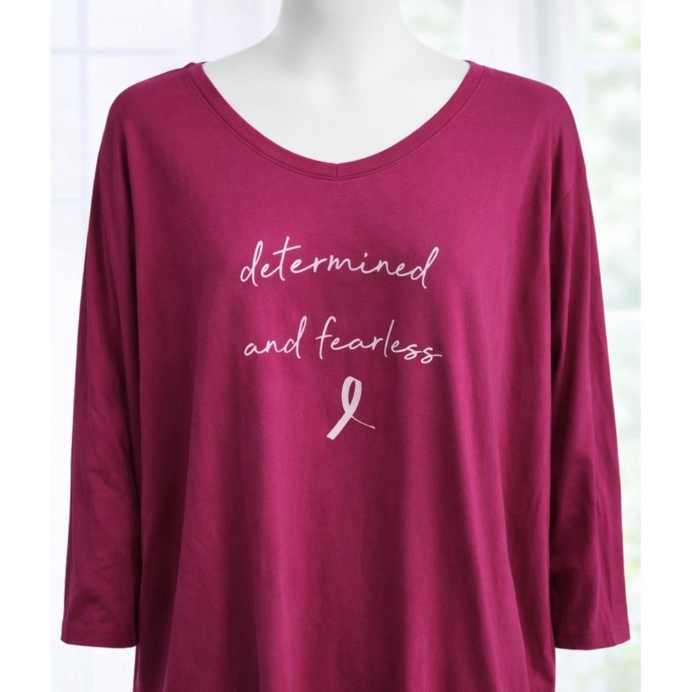 Livi Active Tee Top 22 / 24 Determined And Fearless Warrior Pink Ribbon t-shirt
